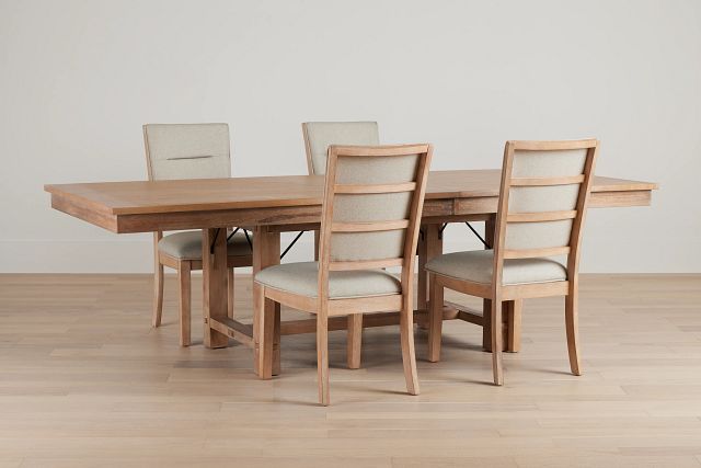Park City Light Tone Rectangular Table & 4 Upholstered Chairs