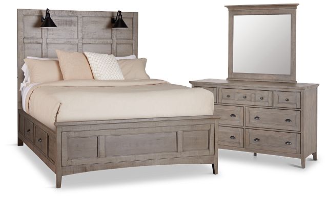 Heron Cove Light Tone Storage Panel Bedroom With Lights