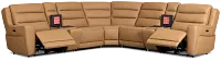 Wilder Brown Leather Large Dual Power Sectional with Refrigerated Console