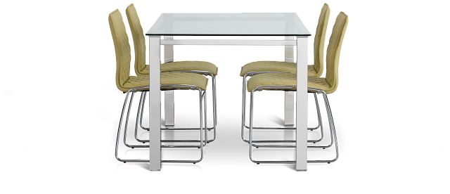 Skyline Light Green Rect Table & 4 Metal Chairs