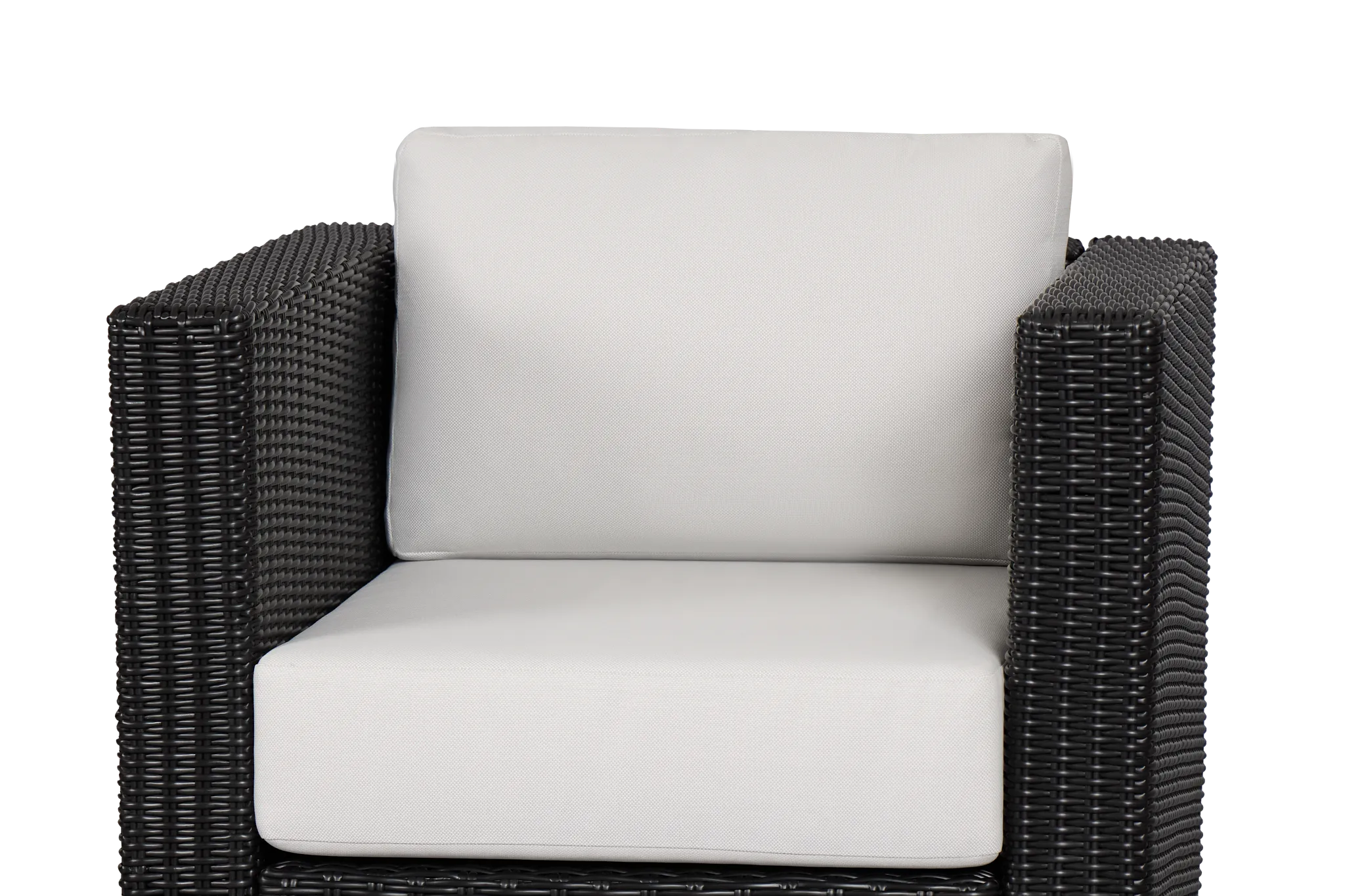 Montecito Black Swivel Chair With Light Beige Cushions