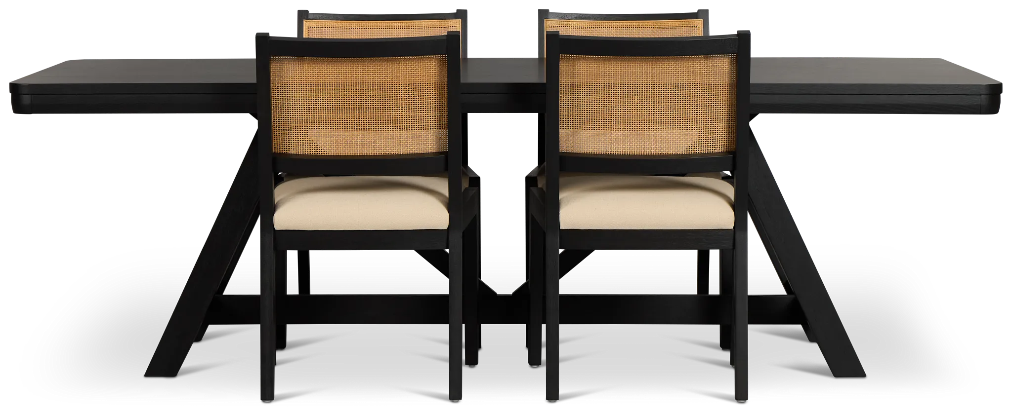 Pacific Black Trestle Table & 4 Upholstered Chairs