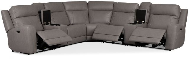 Colton Light Gray Micro Large Triple Power Reclining Two-arm Sectional