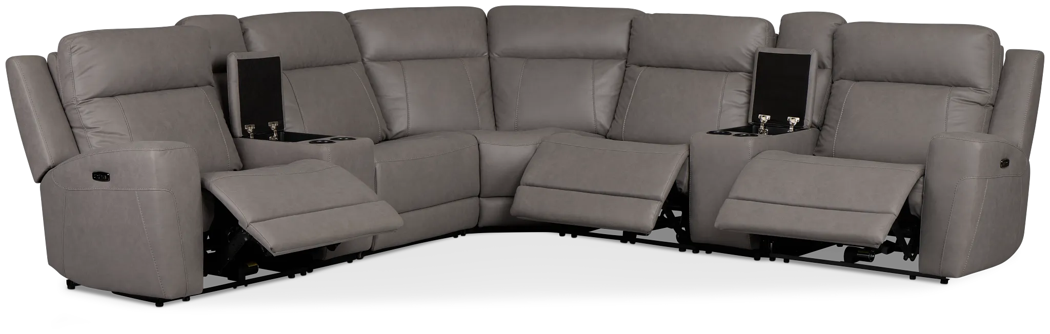 Colton Light Gray Micro Large Triple Power Reclining Two-arm Sectional