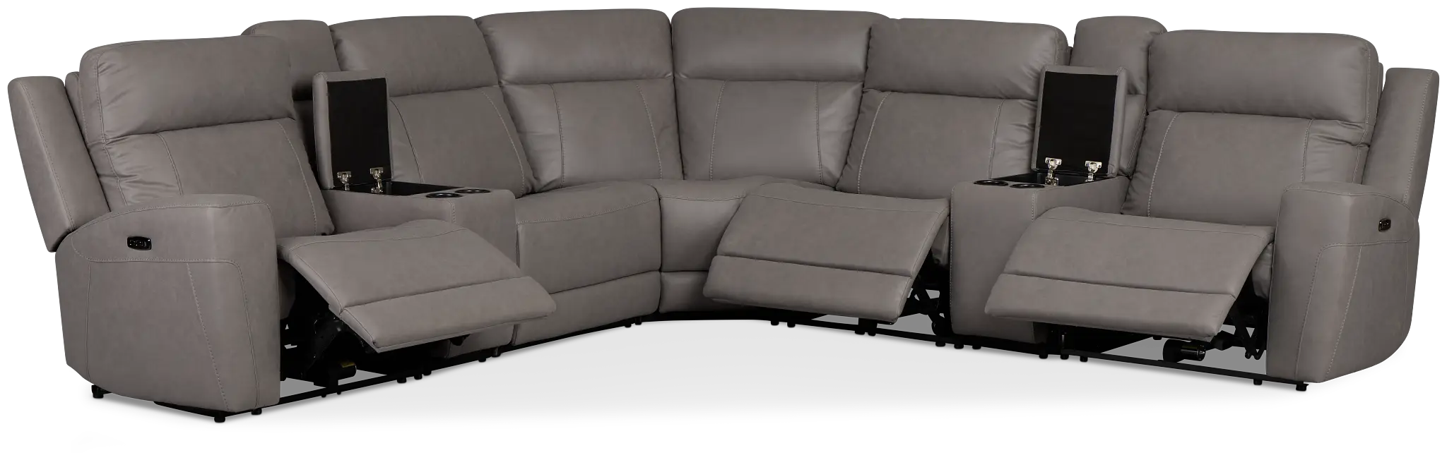 Colton Light Gray Micro Large Triple Power Reclining Two-arm Sectional Colton Light Gray Micro Large Triple Power Reclining Two-arm Sectional