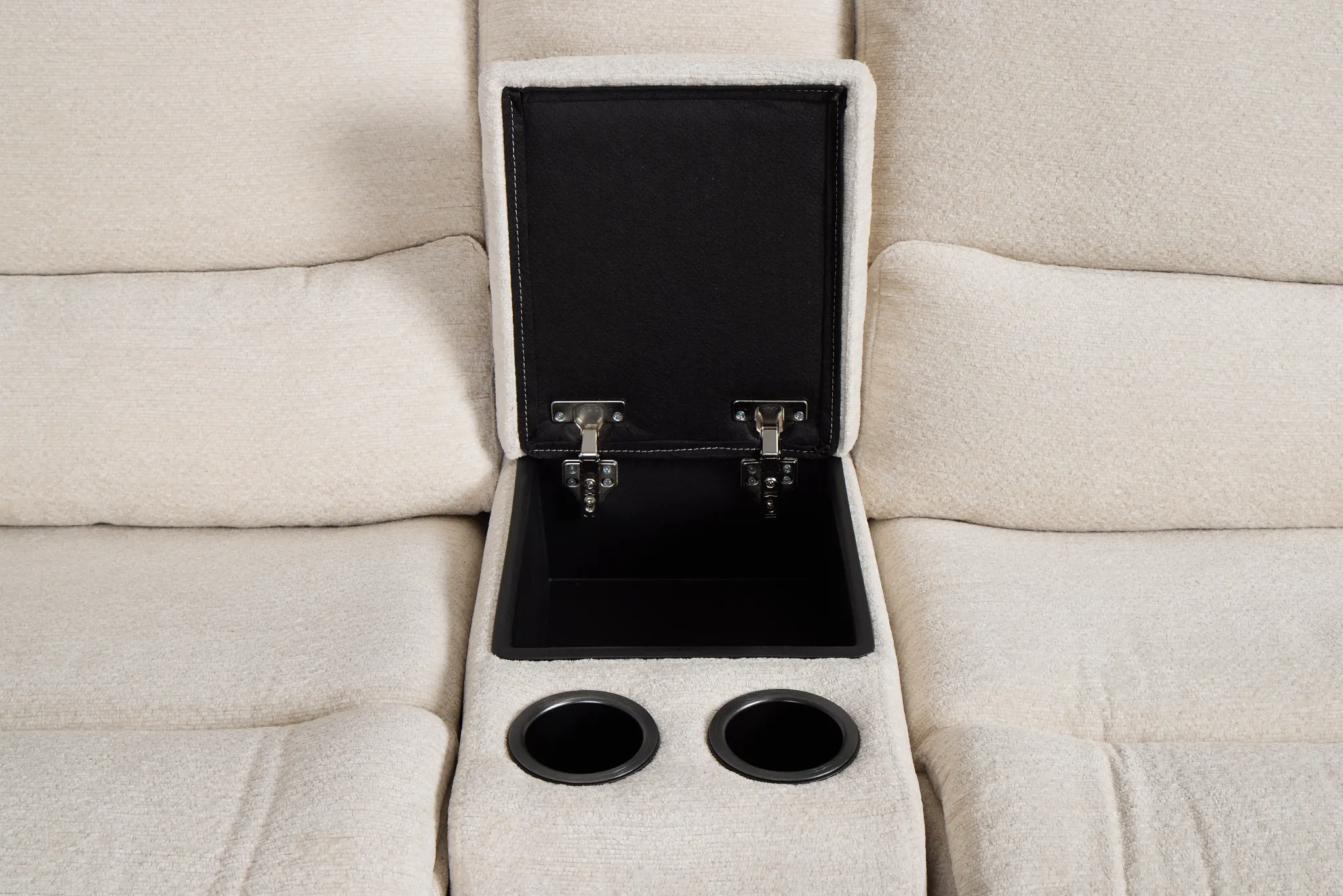 Bennett Light Beige Fabric Large Triple Power Reclining Two-arm Sectional