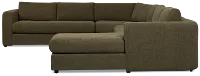 Alma Dark Green Fabric Medium Right Chaise Wedge Sectional