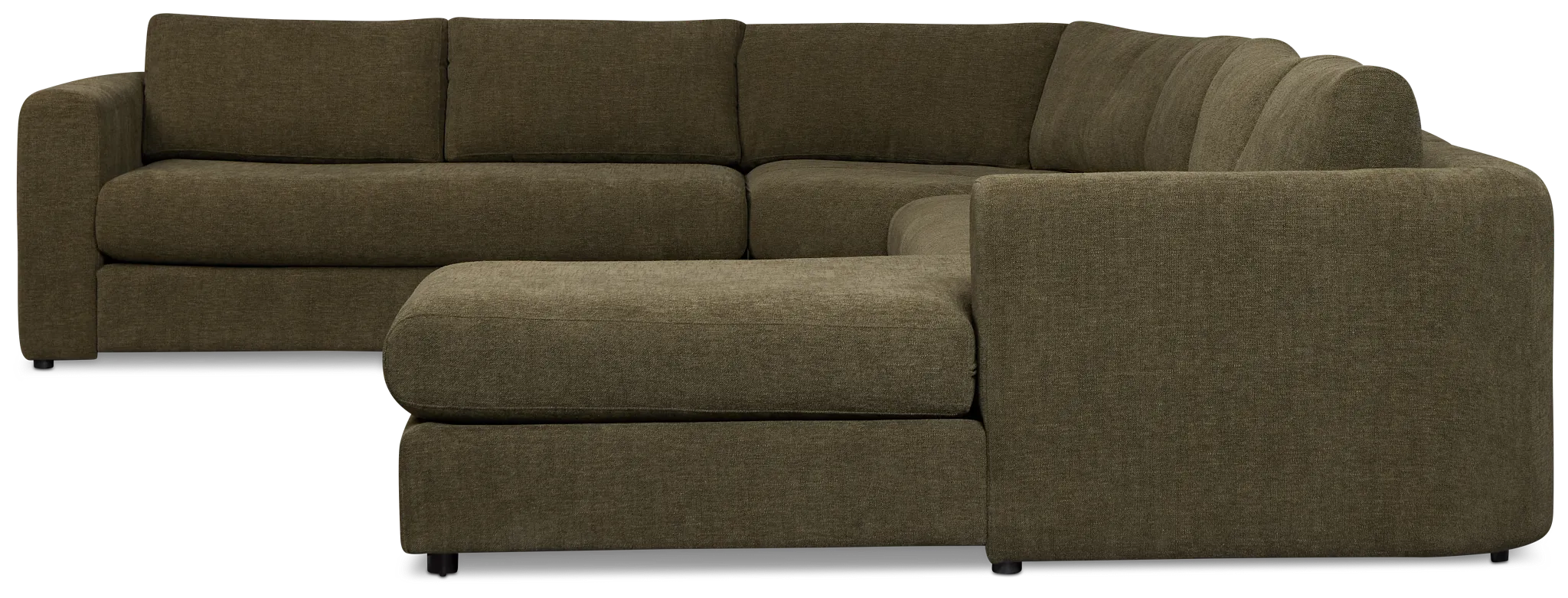 Alma Dark Green Fabric Medium Right Chaise Wedge Sectional