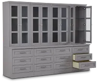 Newport Gray Drawer Bookcase Wall