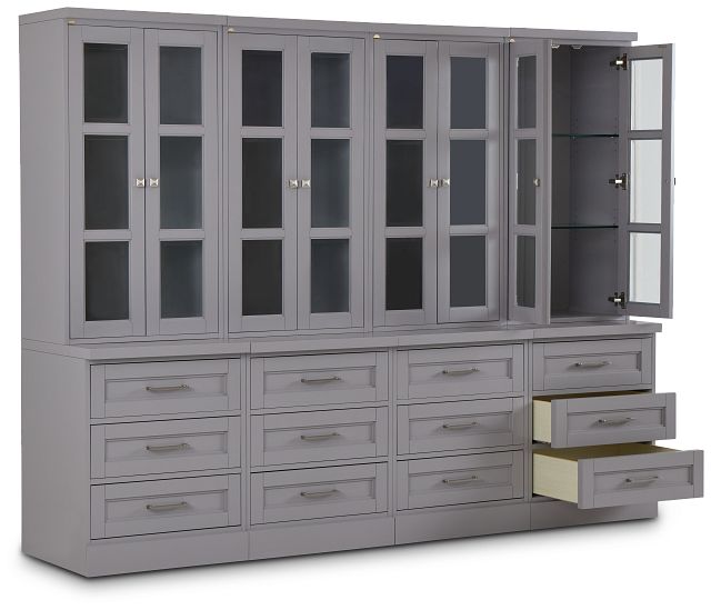 Newport Gray Drawer Bookcase Wall (4)