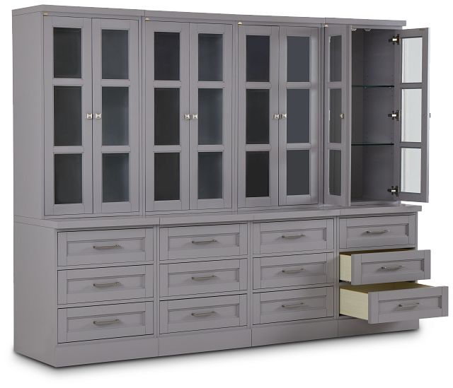 Newport Gray Drawer Bookcase Wall