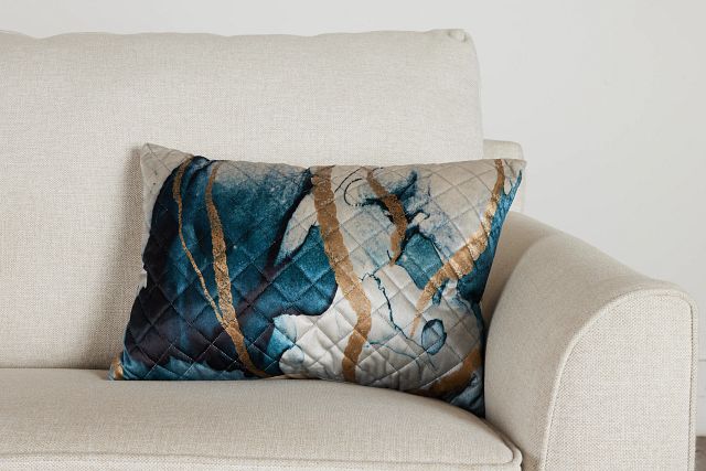 Langston Blue Velvet Lumbar Accent Pillow