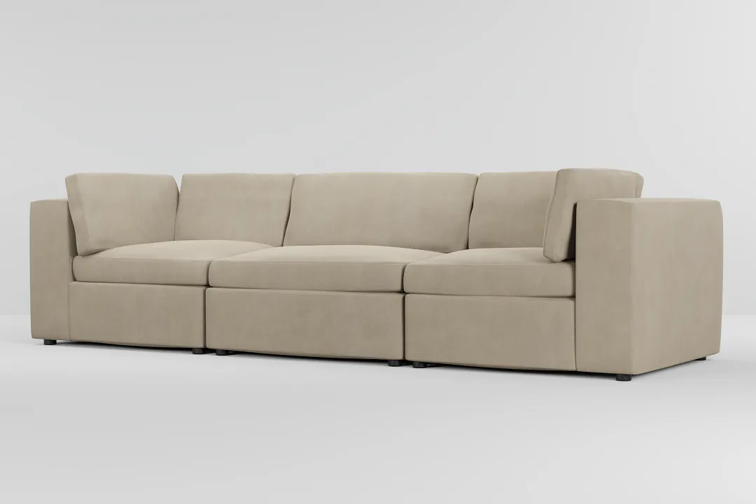 Destin Peyton Beige Fabric 3-piece Modular Sofa