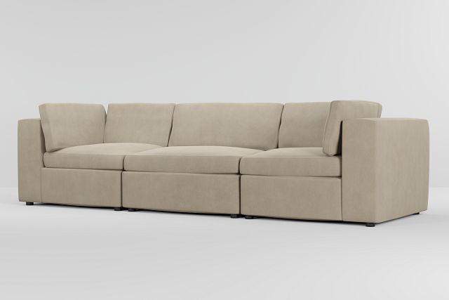 Destin Peyton Beige Fabric 3 Piece Modular Sofa