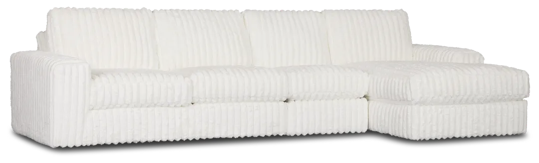 Teddy White Fabric Small Right Chaise Sectional