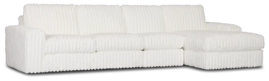Teddy White Fabric Small Right Chaise Sectional Teddy White Fabric Small Right Chaise Sectional