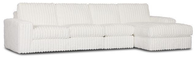 Teddy White Fabric Small Right Chaise Sectional