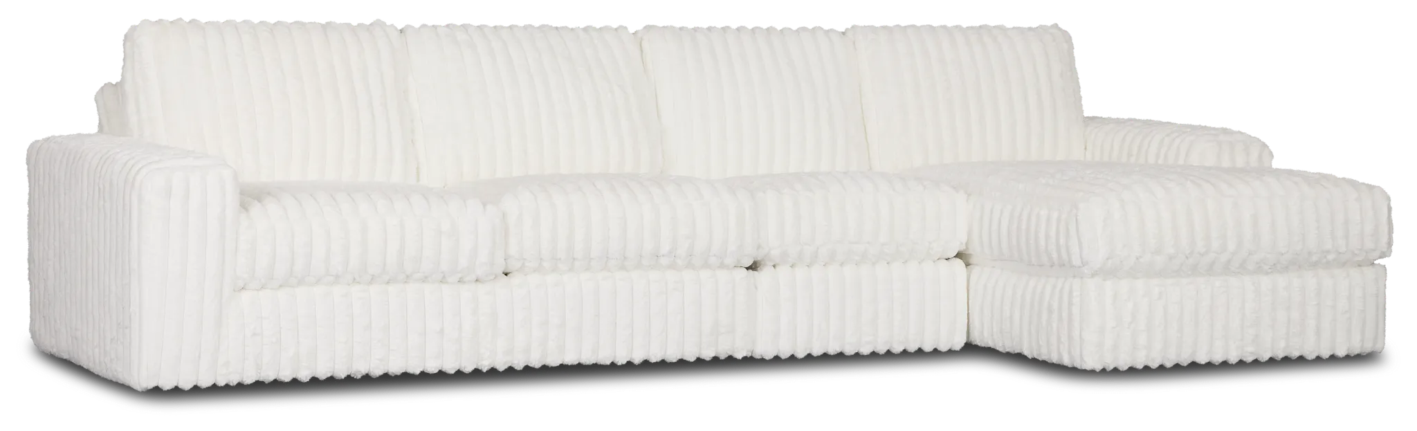 Teddy White Fabric Small Right Chaise Sectional