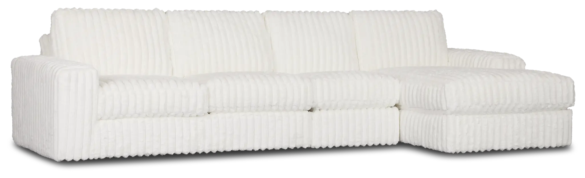 Teddy White Fabric Small Right Chaise Sectional Teddy White Fabric Small Right Chaise Sectional