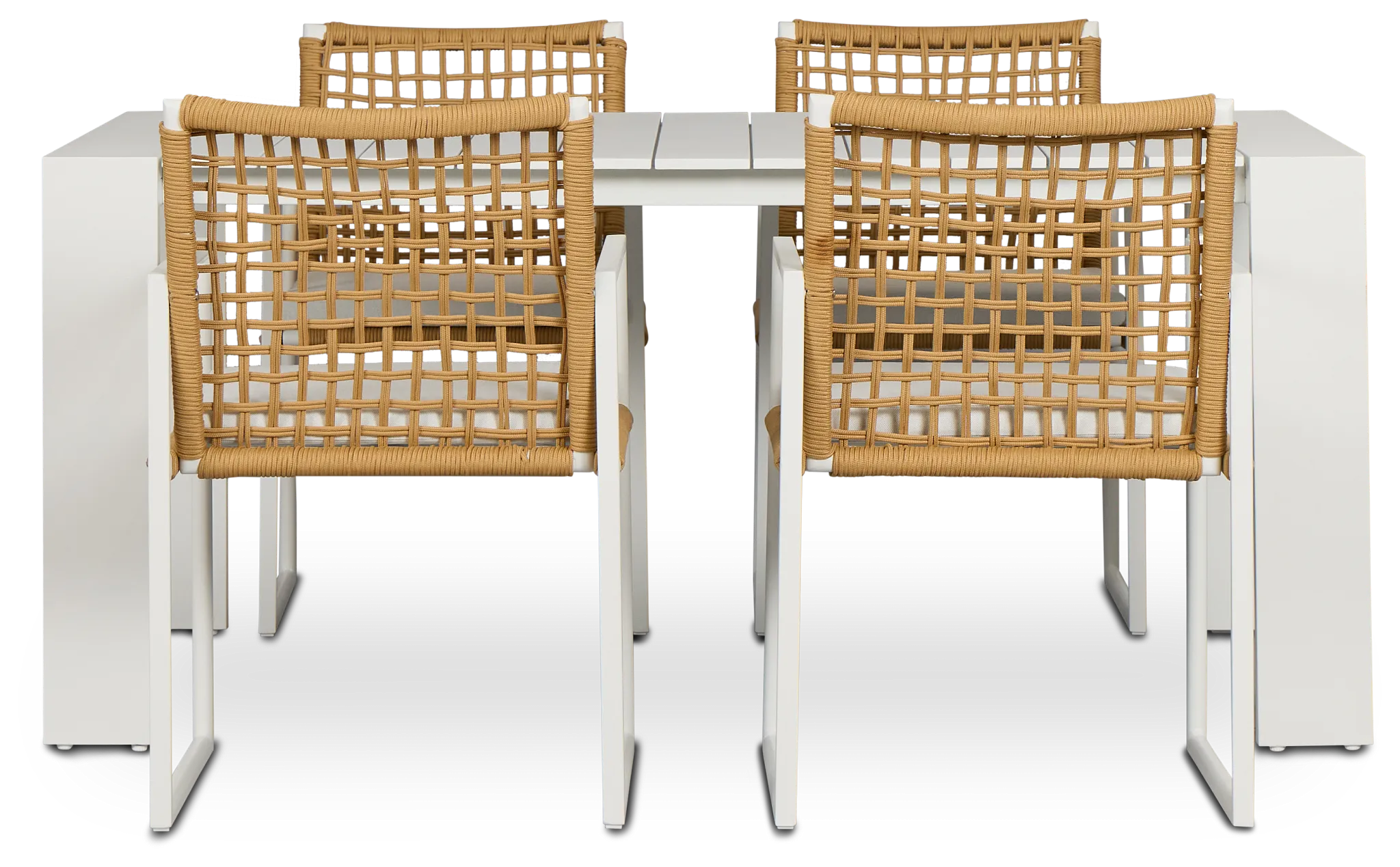 Sunrise White 65" Rectangular Table & 4 Aluminum Arm Chairs