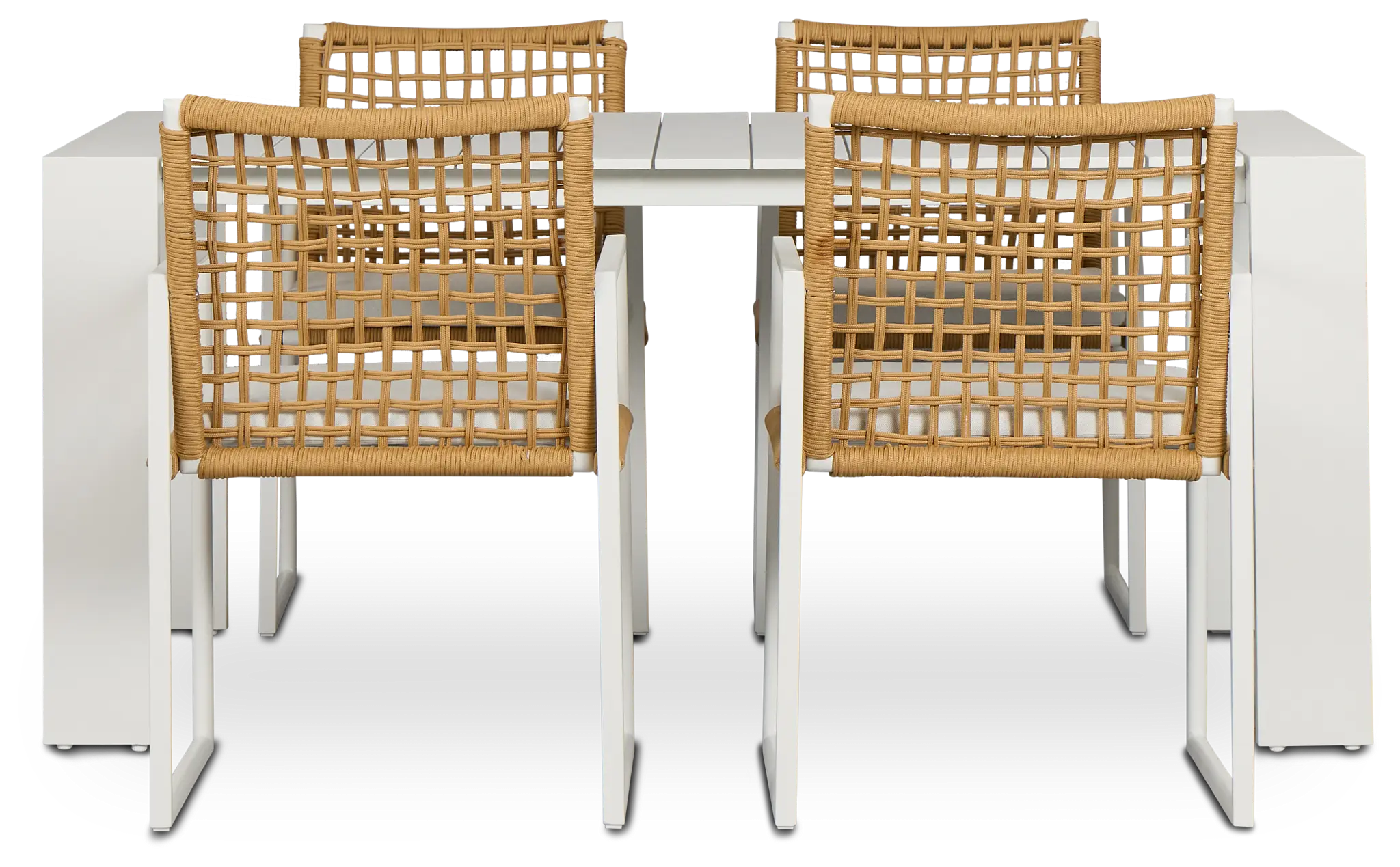 Sunrise White 65" Rectangular Table & 4 Aluminum Arm Chairs Sunrise White 65" Rectangular Table & 4 Aluminum Arm Chairs