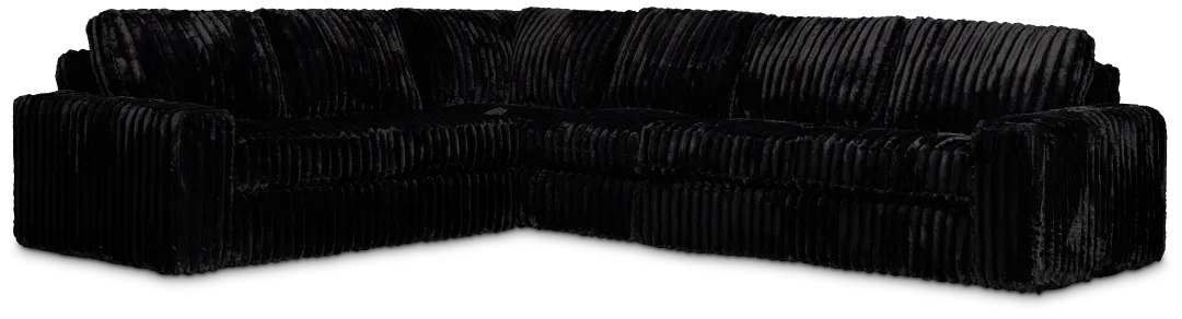 Teddy Black Fabric Medium Two-arm Sectional