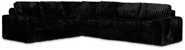 Teddy Black Fabric Medium Two-arm Sectional