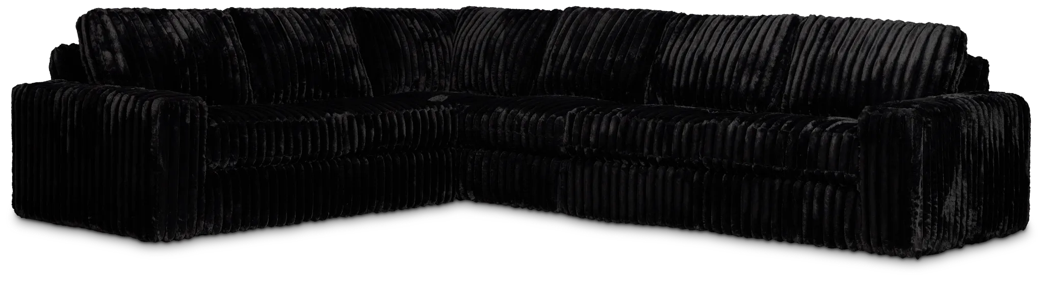 Teddy Black Fabric Medium Two-arm Sectional