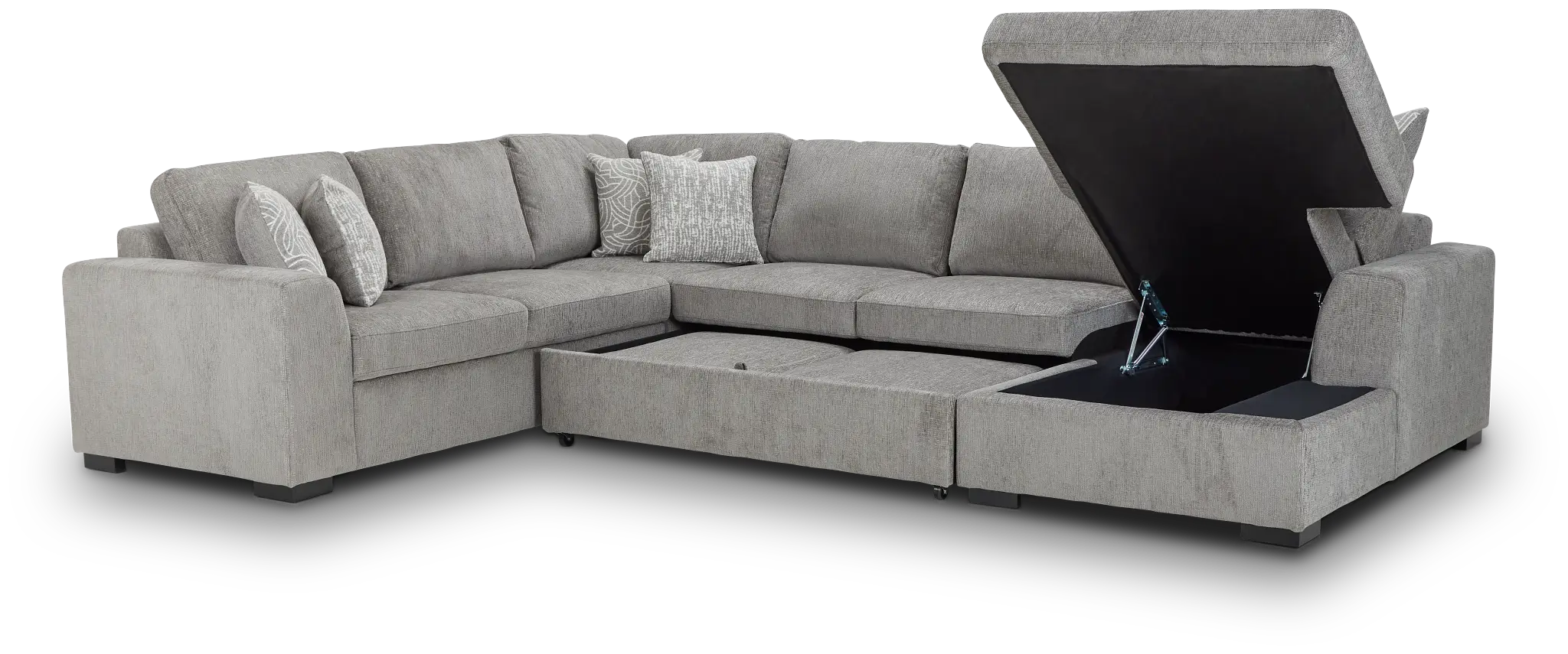 Blakely Gray Fabric Right Chaise Storage Sleeper Sectional Blakely Gray Fabric Right Chaise Storage Sleeper Sectional