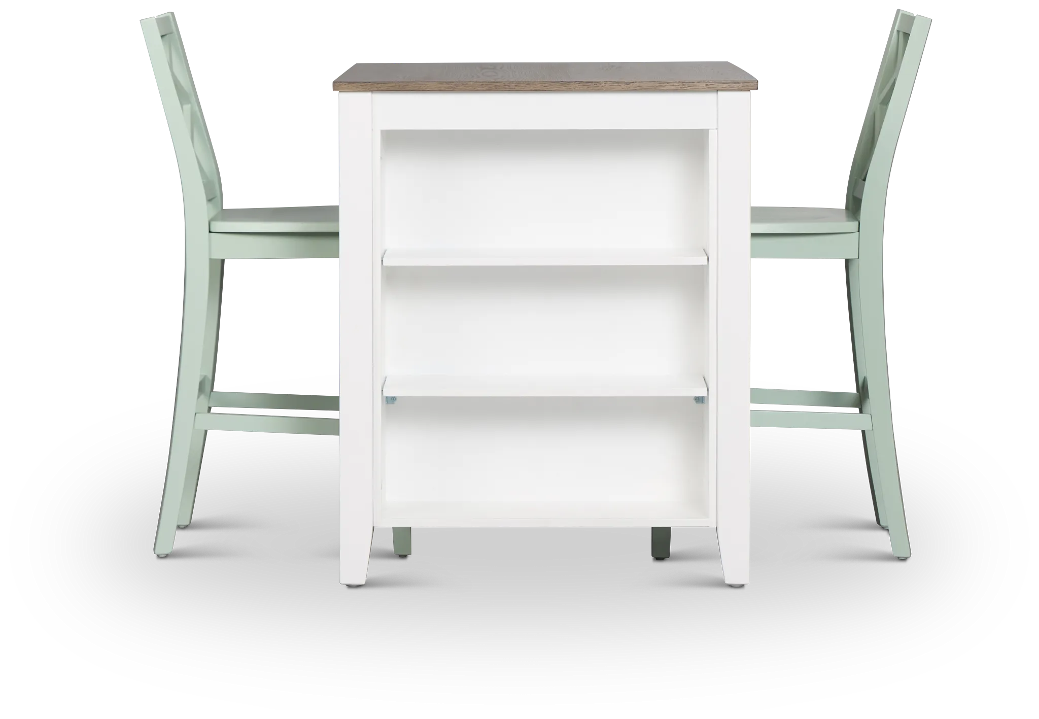 Edgartown Two-tone Storage High Table & 2 Light Blue Wood Barstools