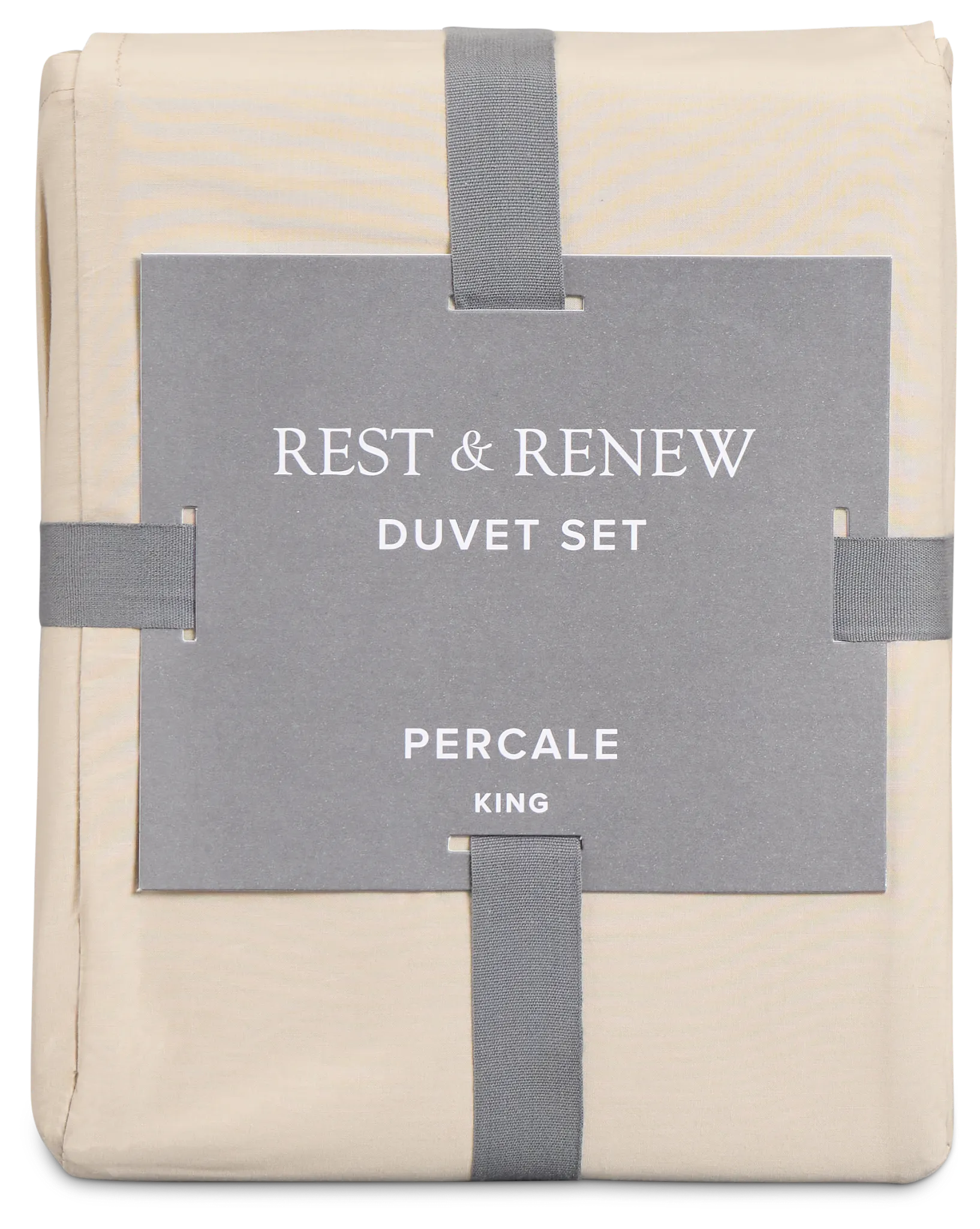 Rest & Renew Percale Cotton Beige 200 Thread Duvet Set