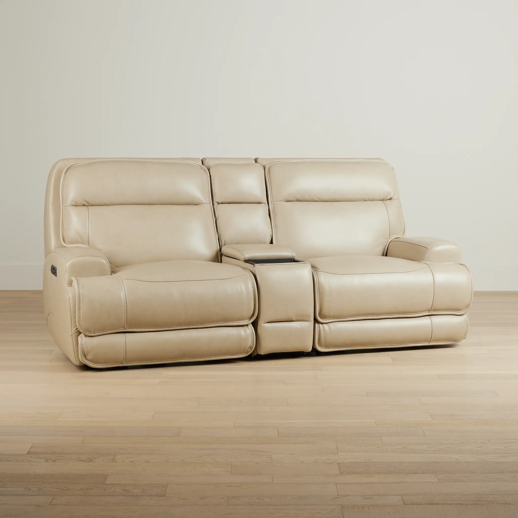 Casey Light Beige Lthr/vinyl Power Reclining Console Sofa Casey Light Beige Lthr/vinyl Power Reclining Console Sofa