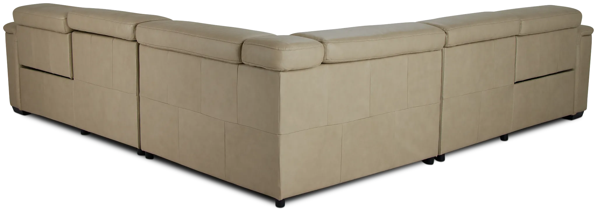 Ainsley Beige Leather Medium Dual Power 2-arm Reclining Sectional