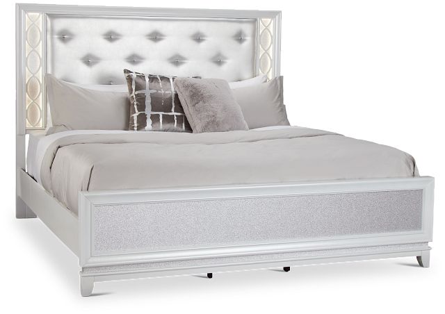 Valentina White Uph Panel Bed