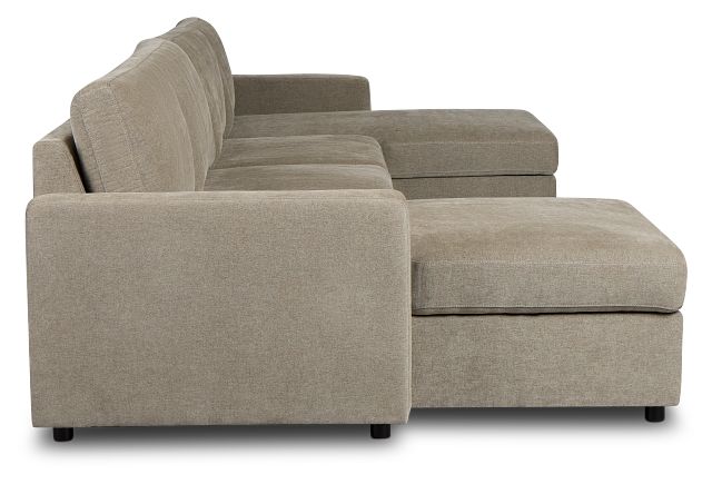 Addie Gray Fabric Double Chaise Sleeper Storage Sectional