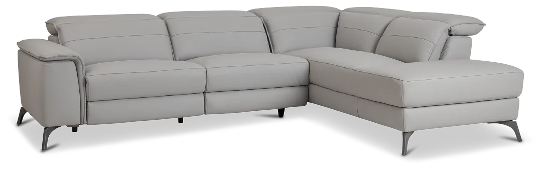 Pearson Gray Leather Right Bumper Sectional