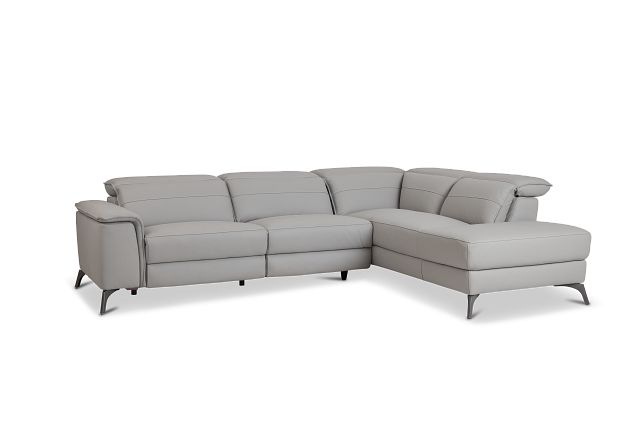 Pearson Gray Leather Right Bumper Sectional (1)
