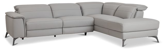 Pearson Gray Leather Right Bumper Sectional