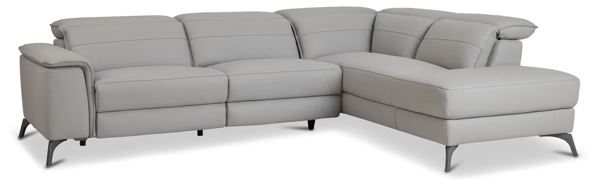 Pearson Gray Leather Right Bumper Sectional