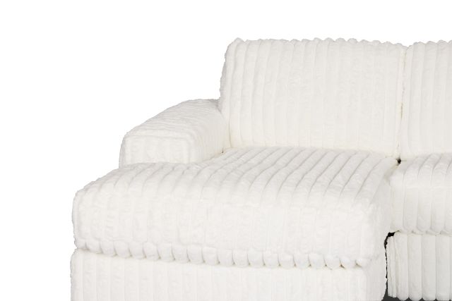 Teddy White Fabric Large Left Chaise Sectional