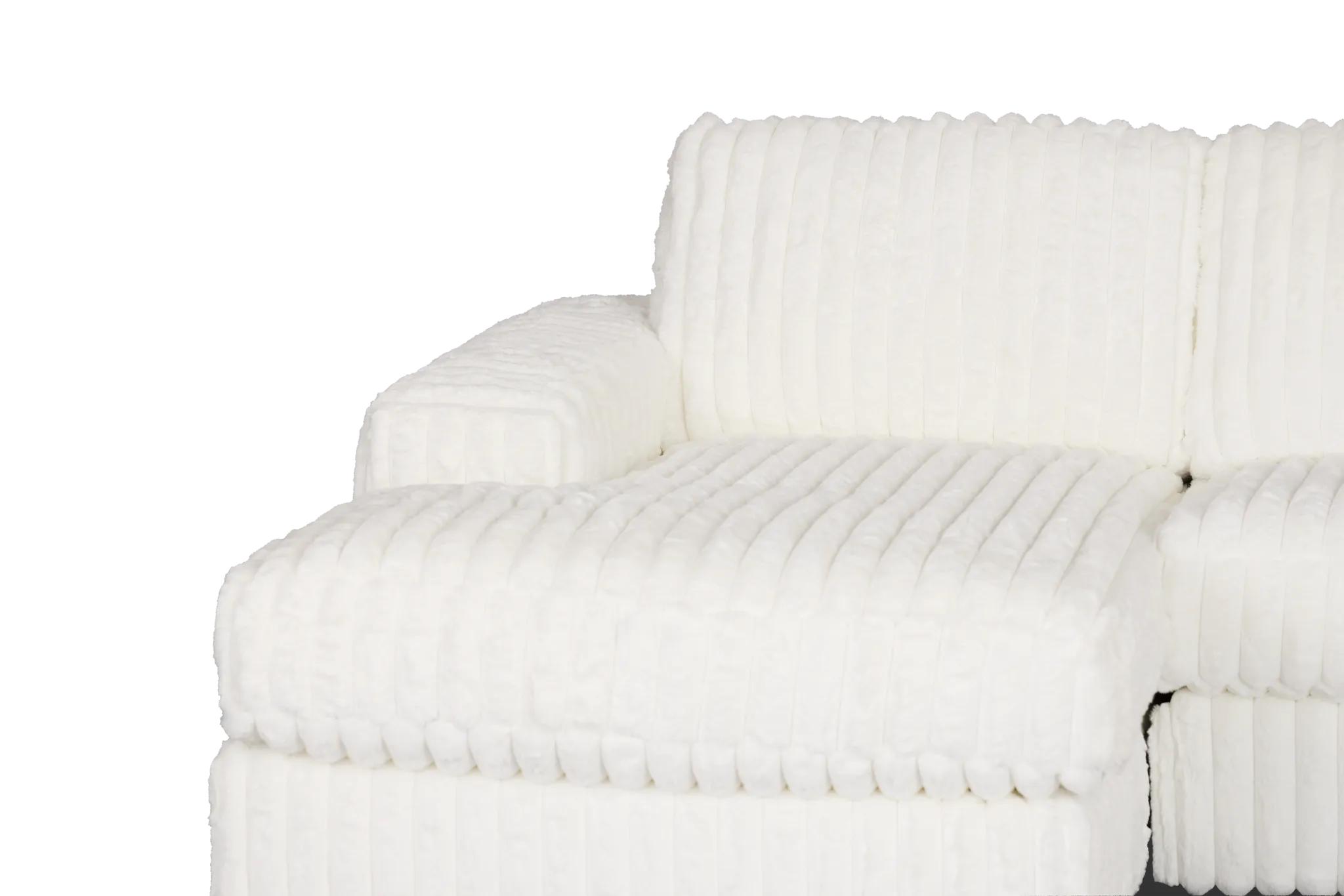 Teddy White Fabric Large Left Chaise Sectional