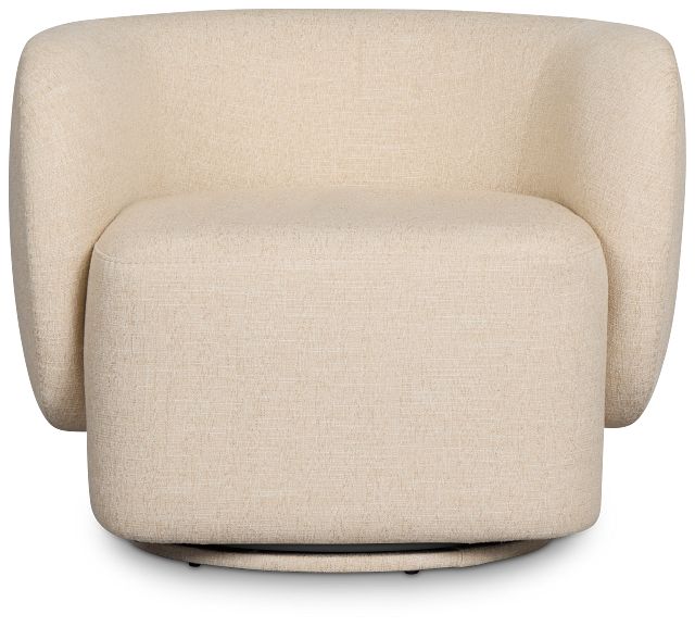 Cleo Beige Fabric Swivel Accent Chair