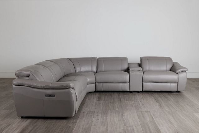 Marion Gray Lthr/vinyl Medium Dual Power 2-arm Reclining Sectional