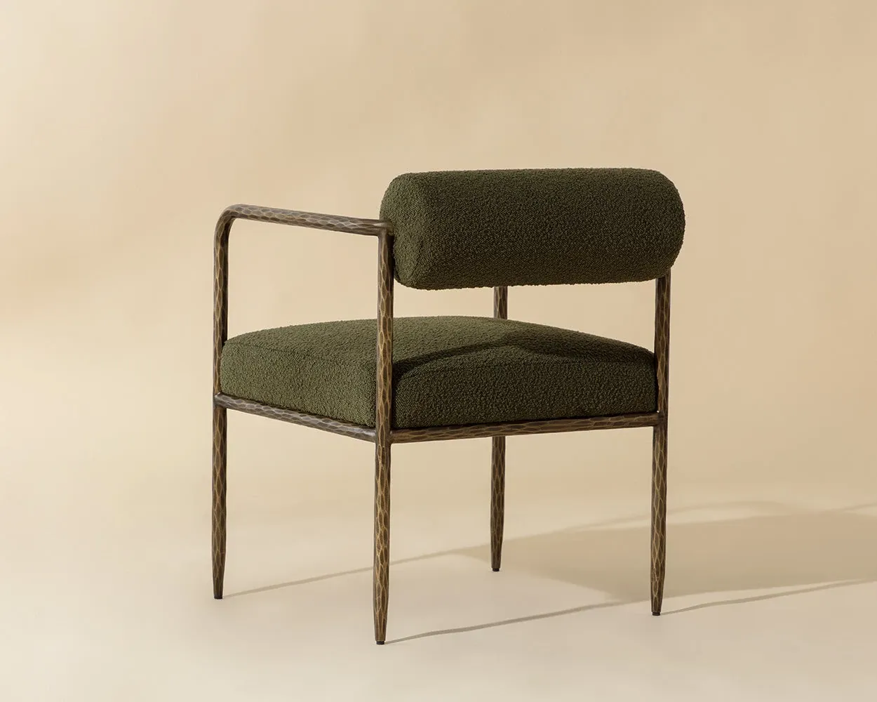Ajan Dark Green Fabric Upholstered Arm Chair