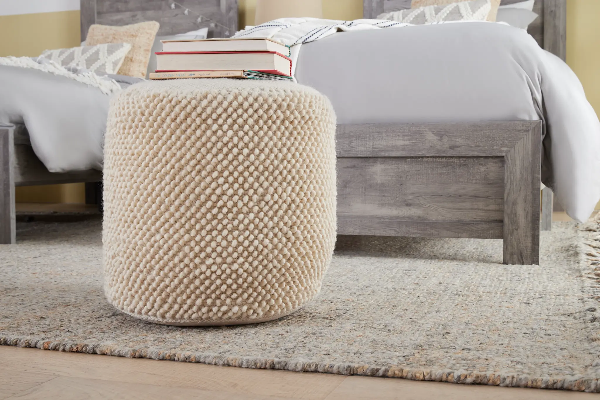 Jordan Ivory Round Accent Pouf Jordan Ivory Round Accent Pouf