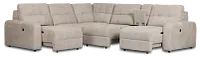 Hendrix Light Taupe Fabric Medium Tri Power 2 Arm Extension Chaise Sectional