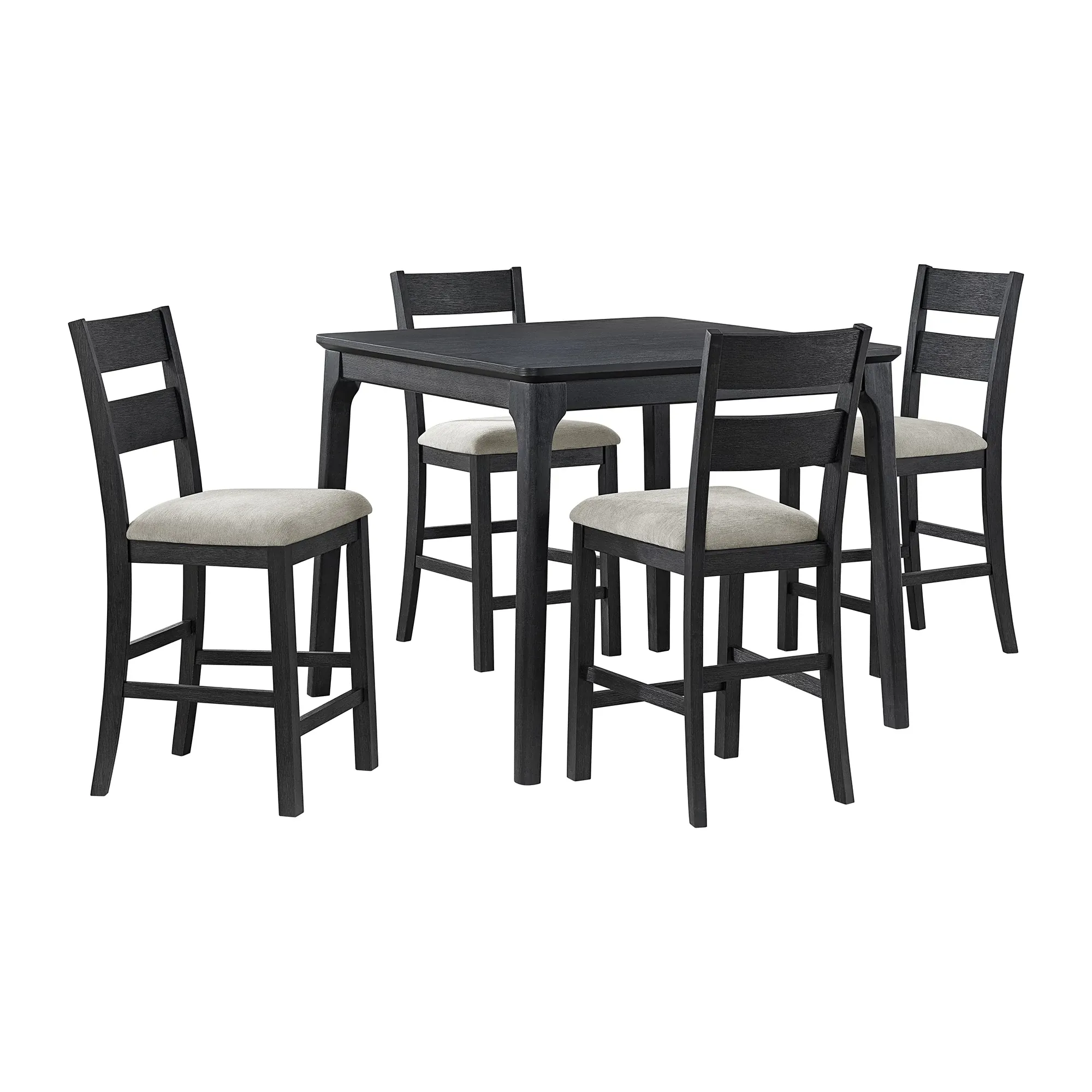 Kerensa Black Square High Table & 4 Upholstered Barstools