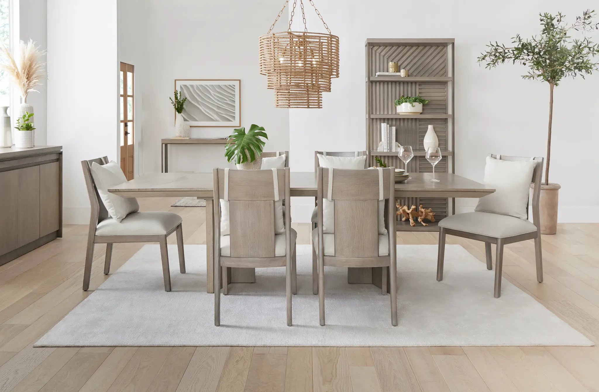 Pasadena Light Tone Rectangular Table & 4 Upholstered Chairs Pasadena Light Tone Rectangular Table & 4 Upholstered Chairs