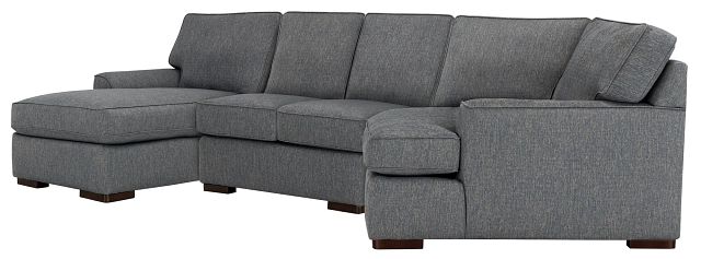 Austin Blue Fabric Left Facing Chaise Cuddler Sectional