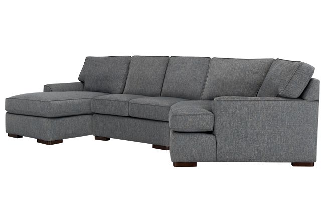 Austin Gray Fabric Right Facing Chaise Cuddler Sectional Living Room Sectionals City Furniture